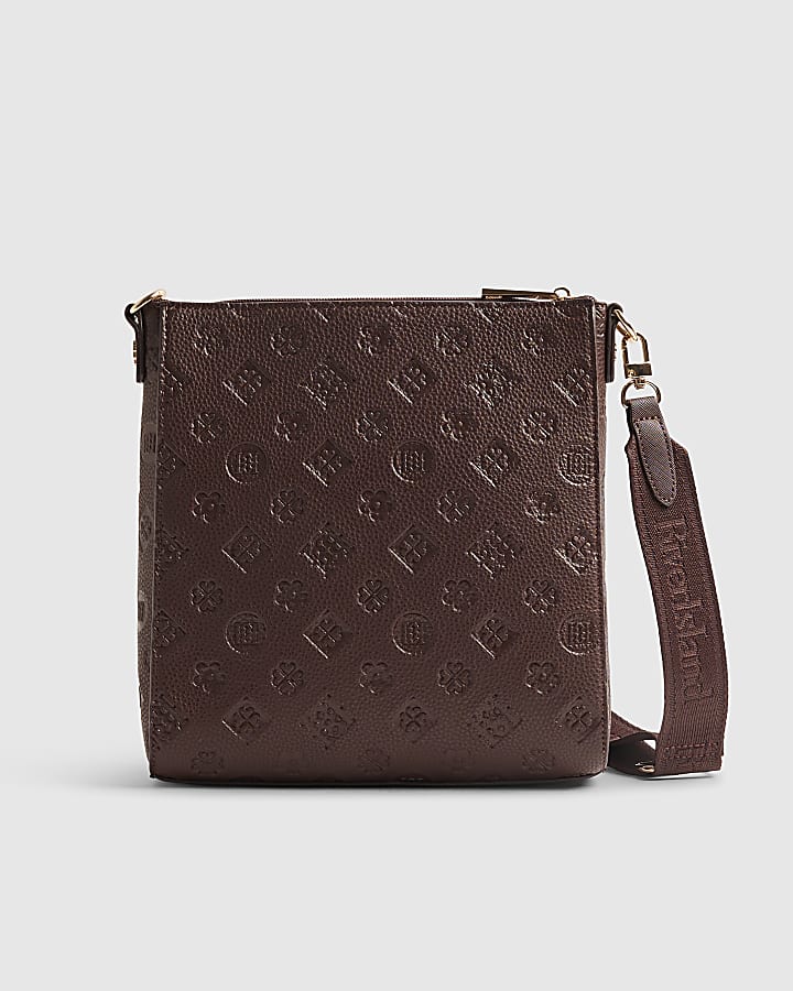 Red Monogram Embossed Messenger Bag