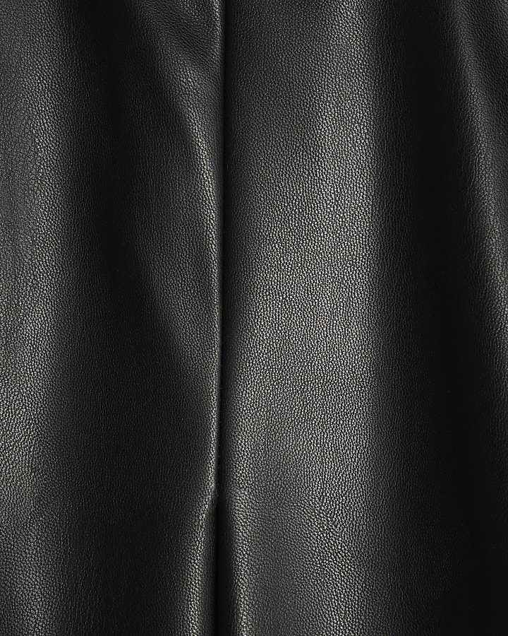 Black Faux Leather Culotte Trousers