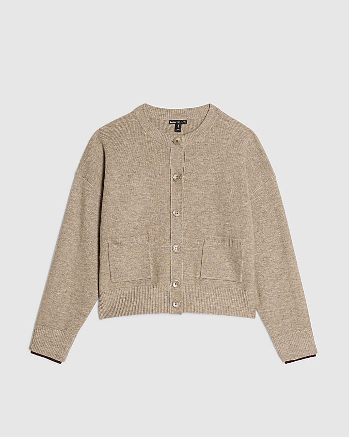 Beige Cotton Double Layer Cardigan