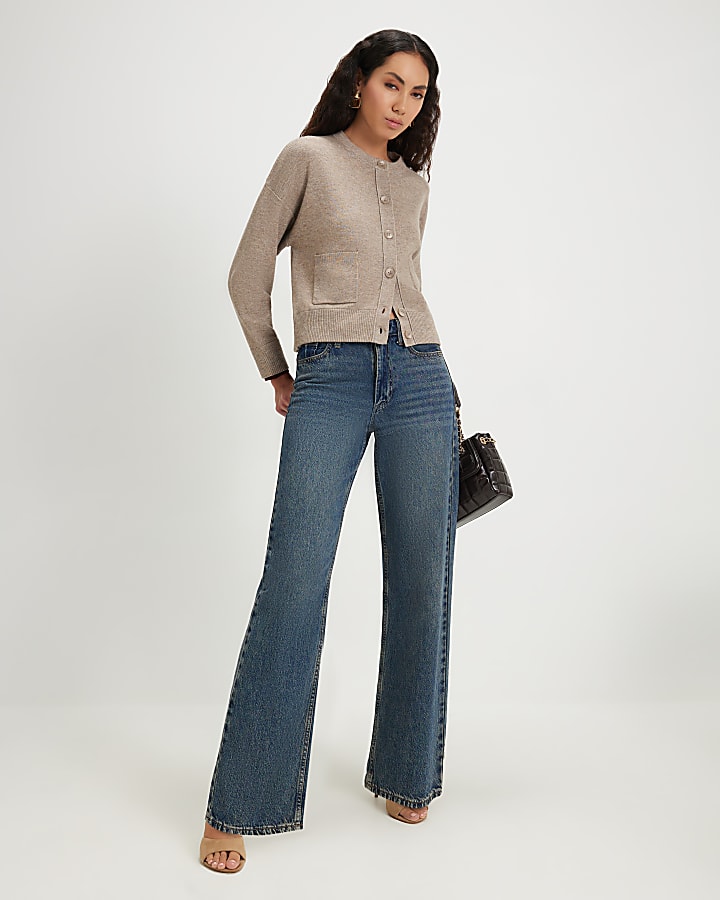 Beige Cotton Double Layer Cardigan