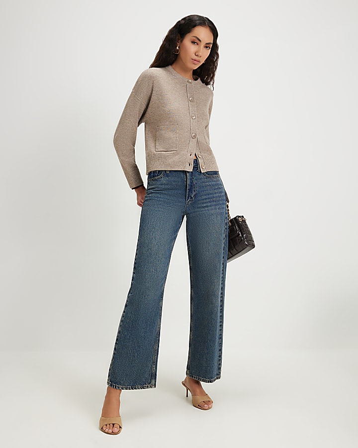 Beige Cotton Double Layer Cardigan