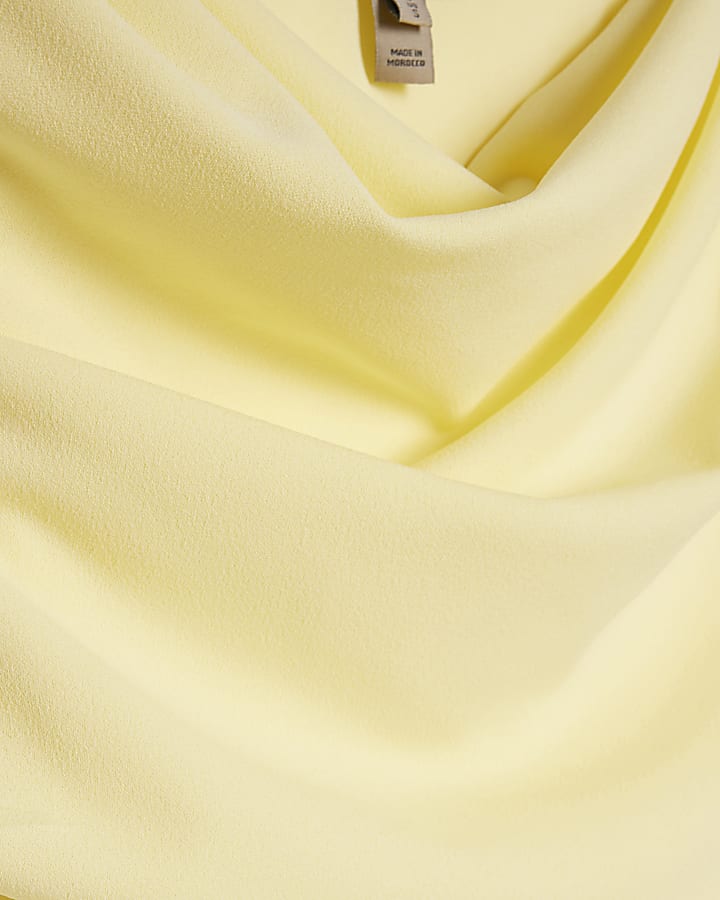 Yellow Cowl Neck Peplum Top