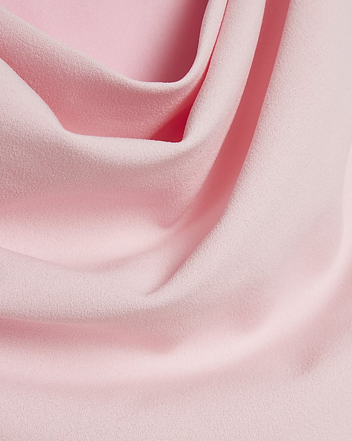 Pink Cowl Neck Peplum Mini Dress