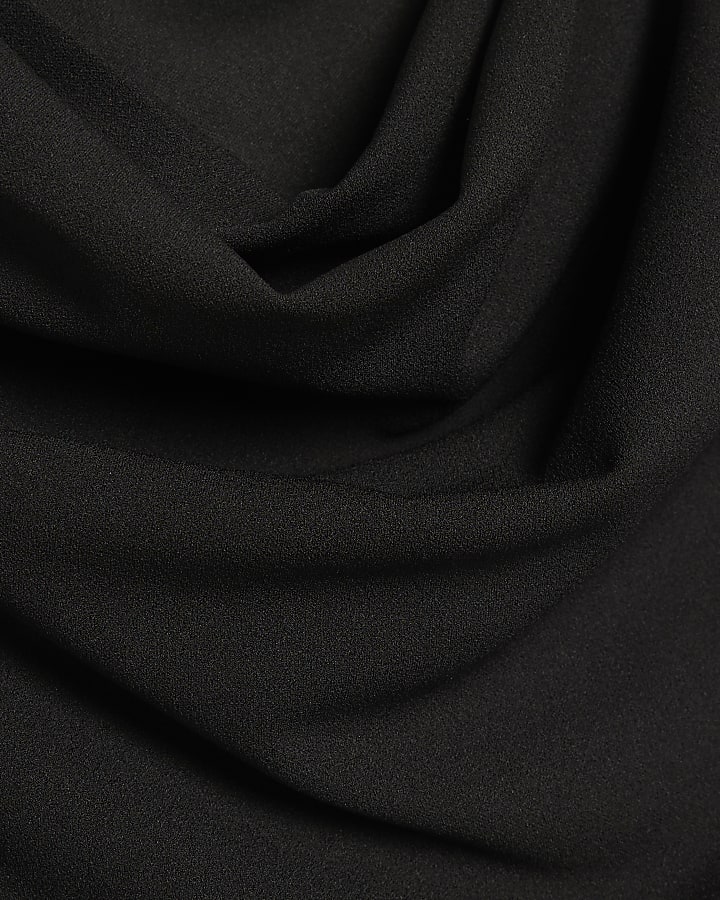 Black Cowl Neck Peplum Mini Dress