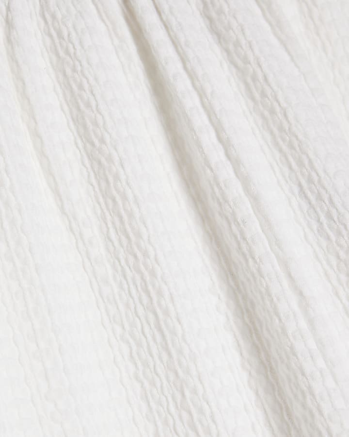 White Cotton Blend Textured Cuffed Joggers