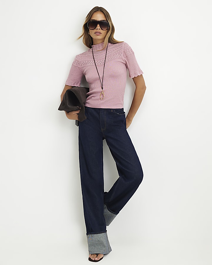 Pink Stitch Knit Top