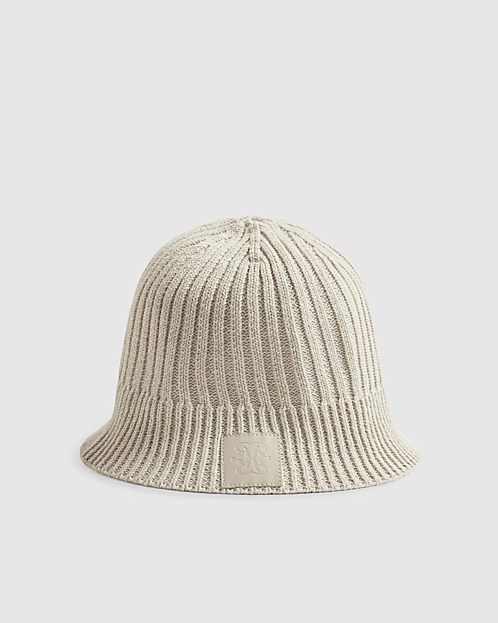 Cream Ribbed Bucket Hat