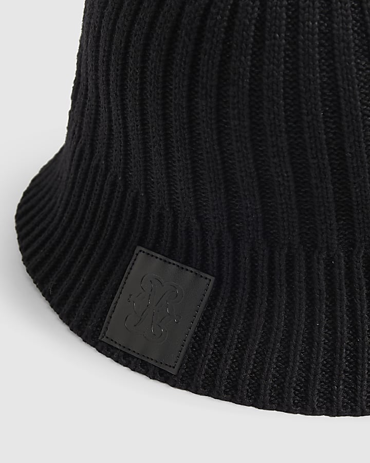 Black Ribbed Bucket Hat