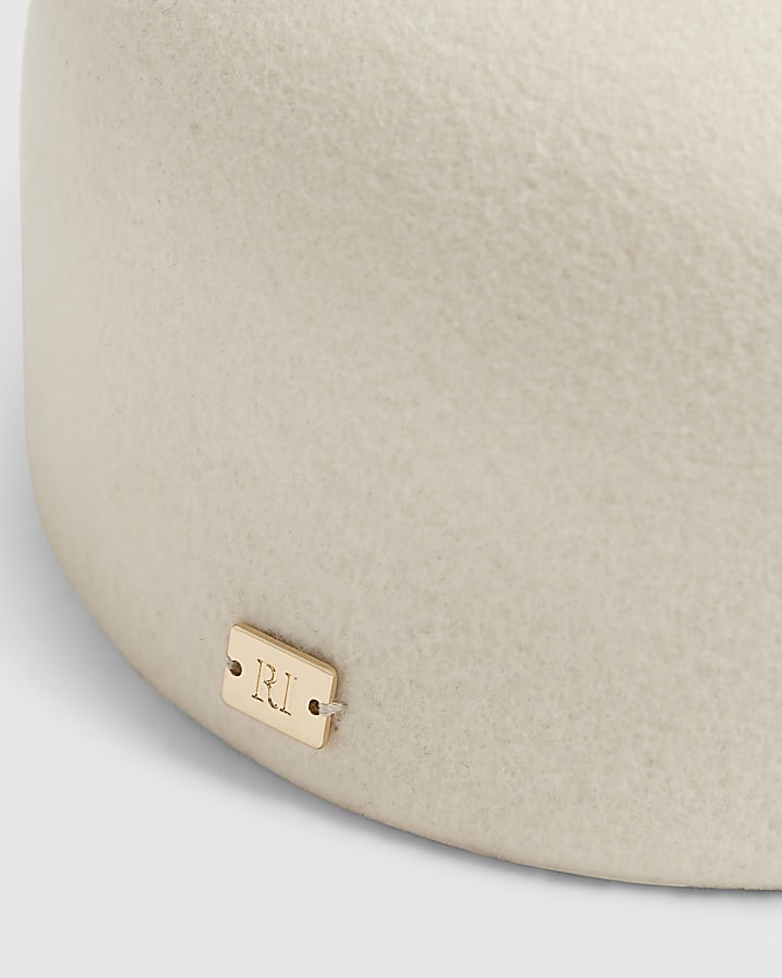 White Wool Felt Flat Cap