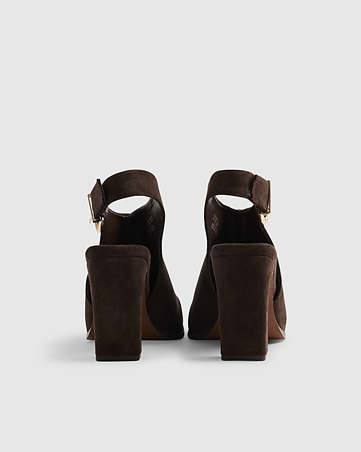 Brown Faux Suede Backless Shoe Boot
