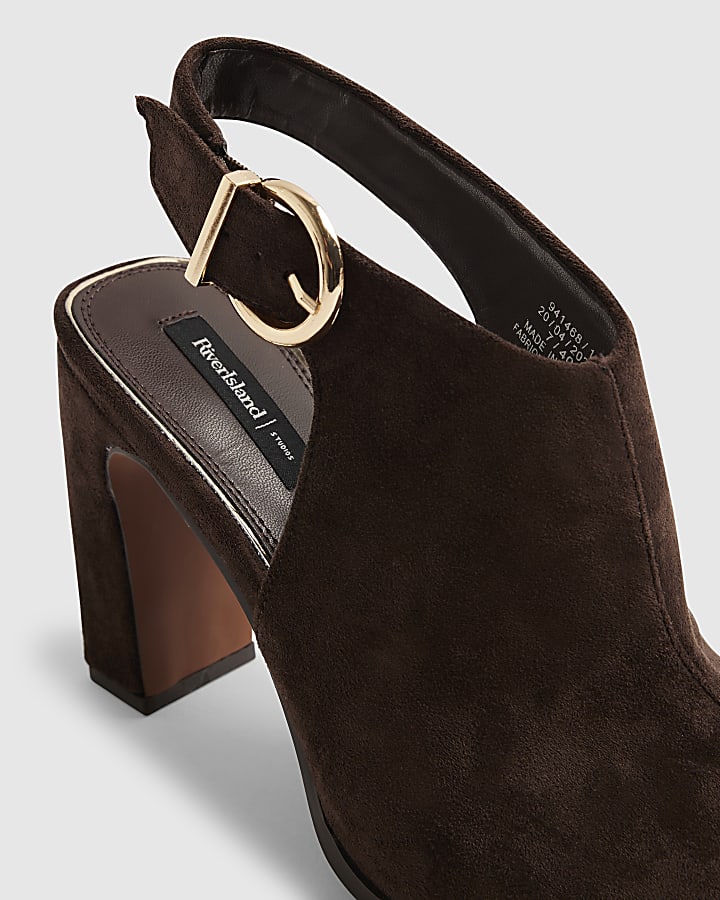 Brown Faux Suede Backless Shoe Boot