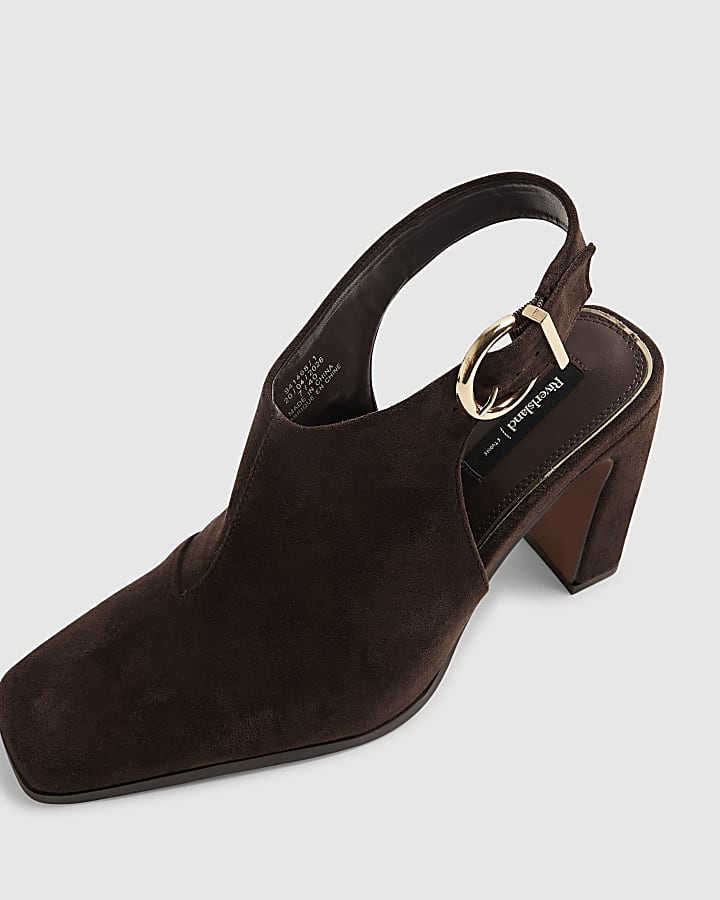 Brown Faux Suede Backless Shoe Boot