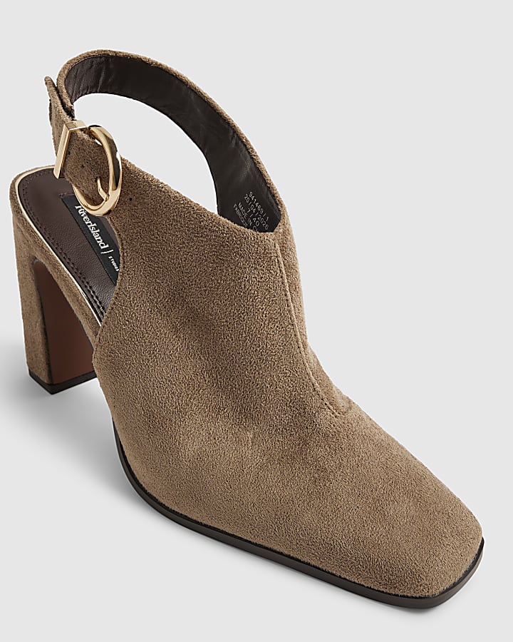 Beige Faux Suede Backless Shoe Boots