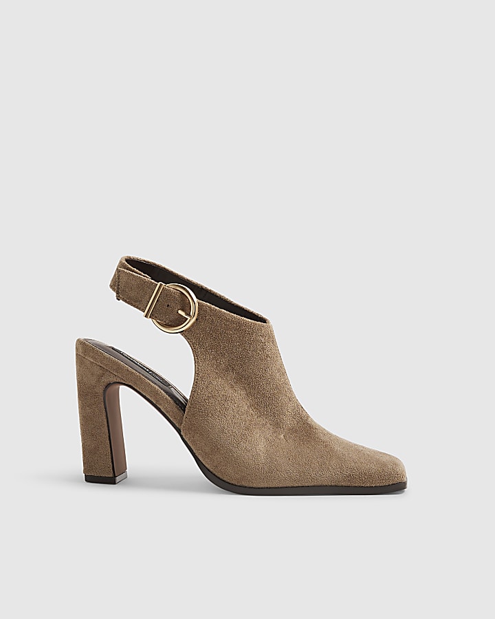 Beige Faux Suede Backless Shoe Boots