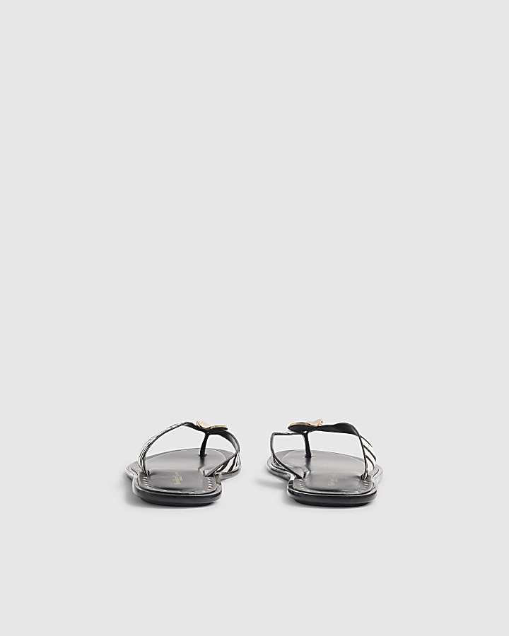 Black Zebra Hair On Leather Toe Thong Sandals