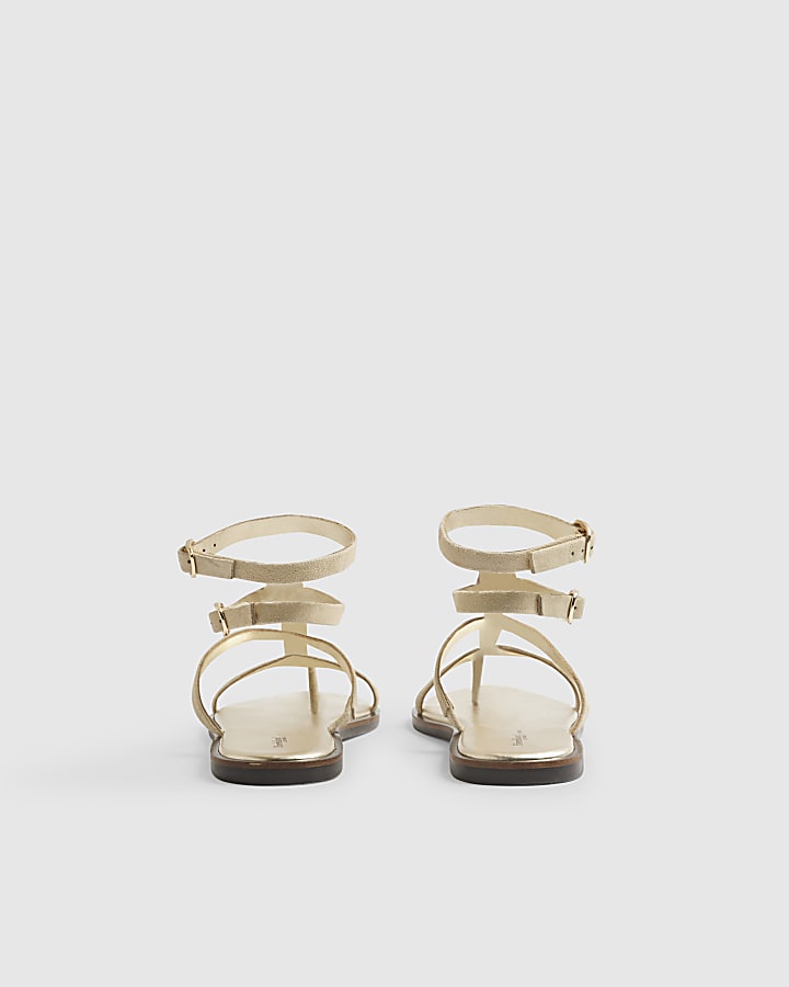 Beige Gem Embellished Gladiator Sandals