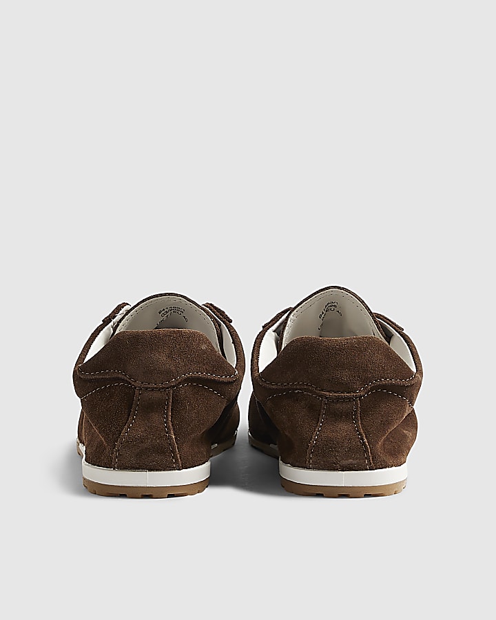 Brown Suede Lace Up Trainers