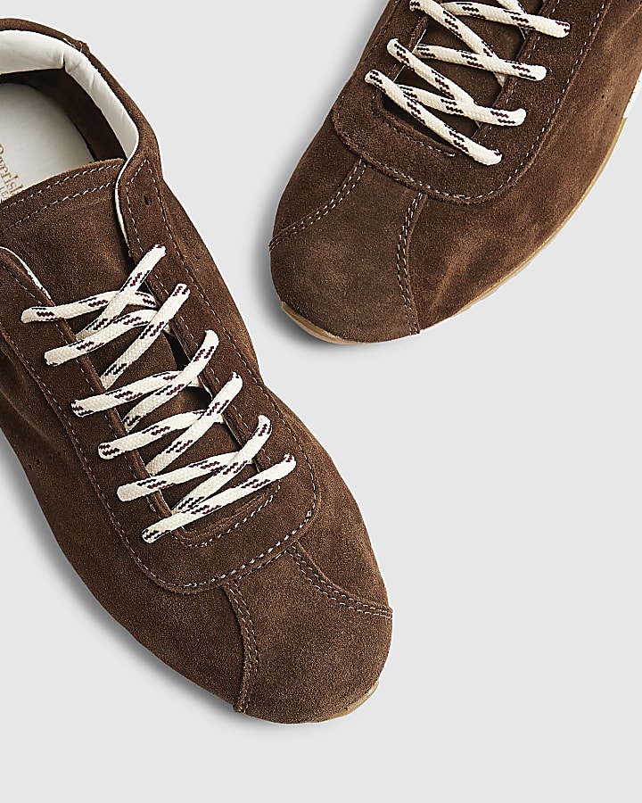 Brown Suede Lace Up Trainers
