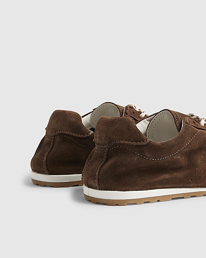 Brown Suede Lace Up Trainers