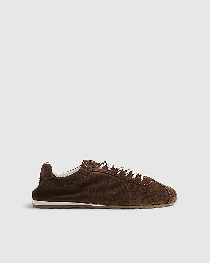 Brown Suede Lace Up Trainers