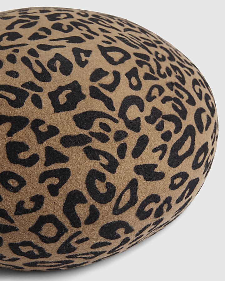 Brown Leopard Wool Felt Pill Box Hat