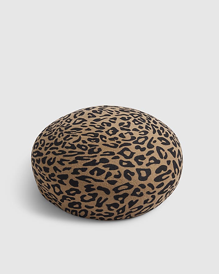 Brown Leopard Wool Felt Pill Box Hat