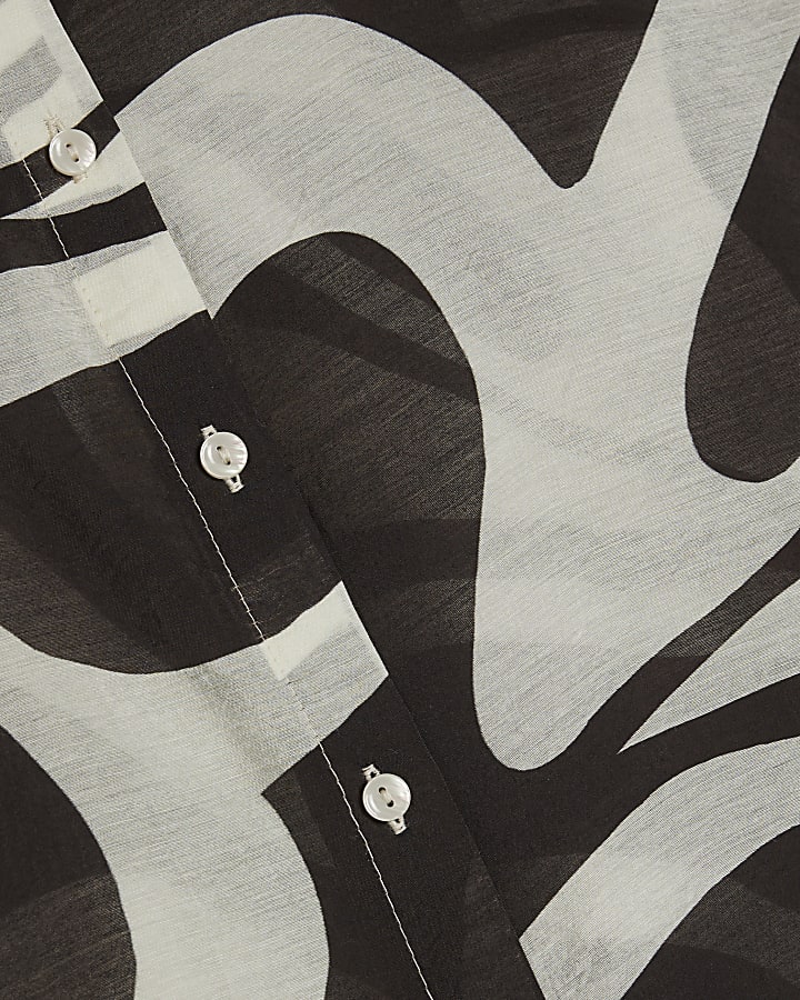 Petite Cream Abstract Print Long Sleeve Shirt