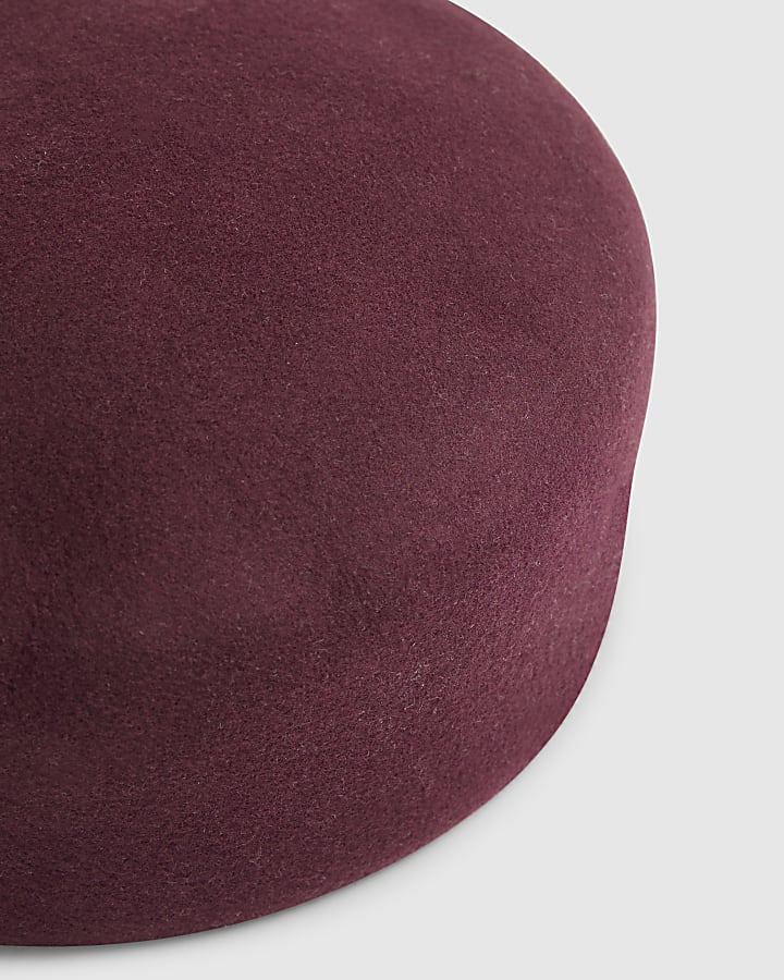 Red Wool Pill Box Hat