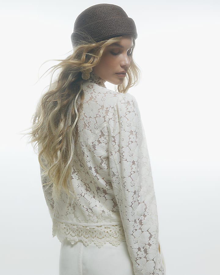 Cream Lace Detail Drummer Jacket