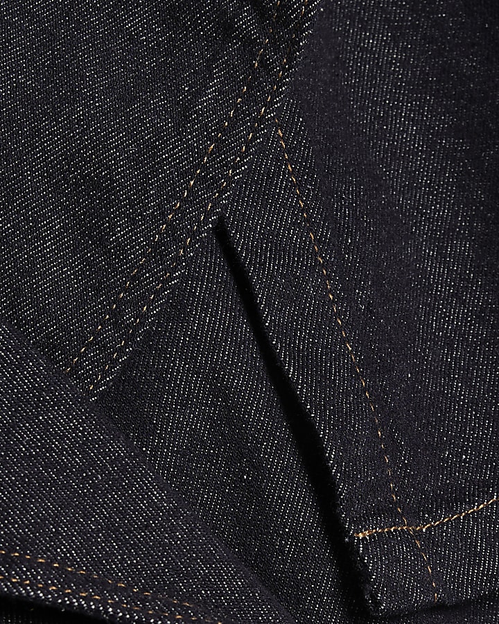 Navy Denim Belted Trench Coat