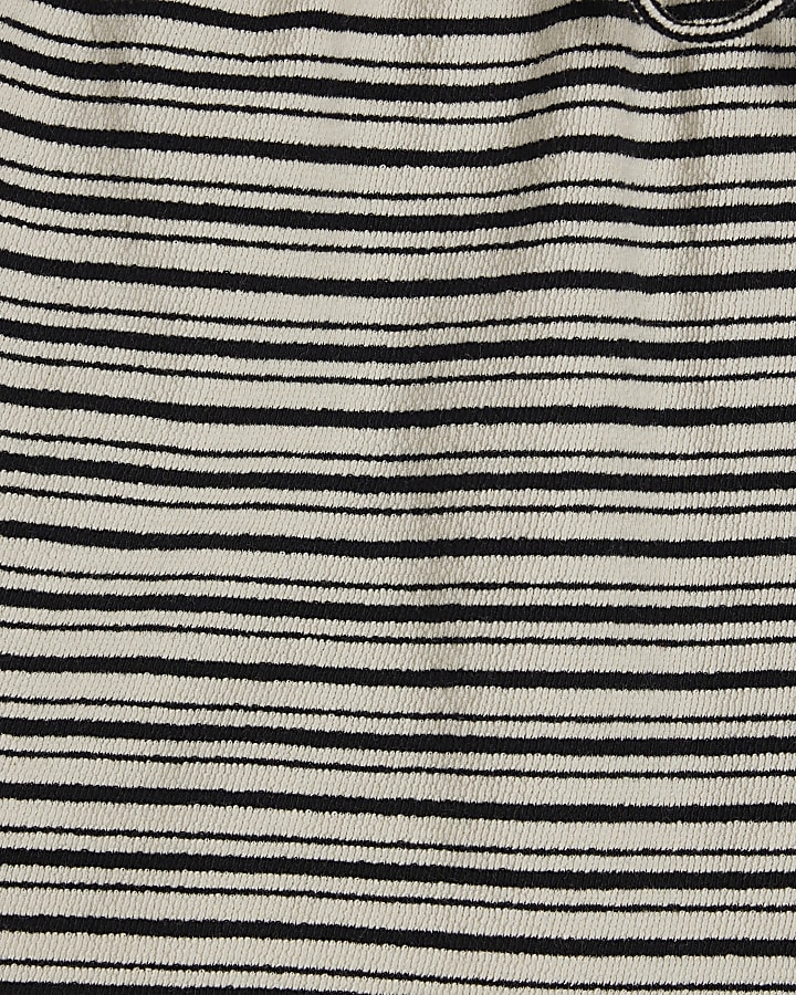 Black Cotton Stripe Shorts