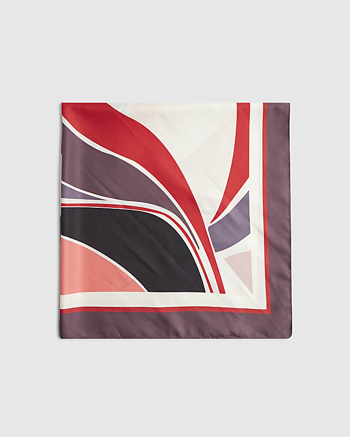Red Print Large Square Hip Scarf