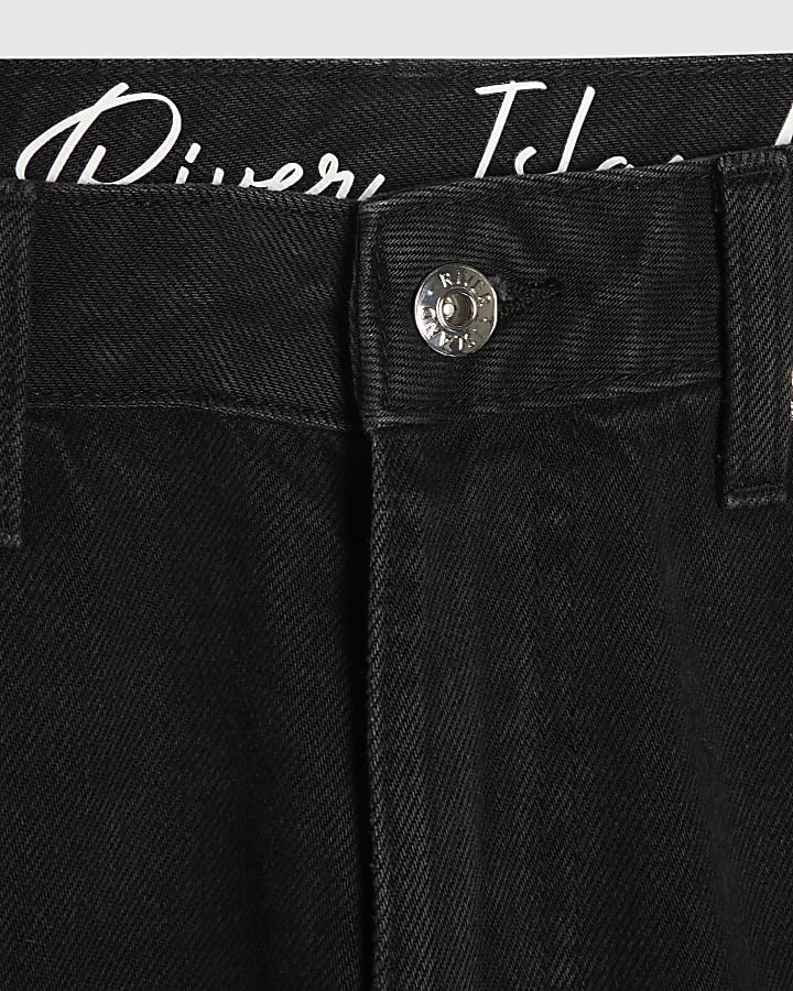 Black Relaxed Straight Leg Ripped Jeans