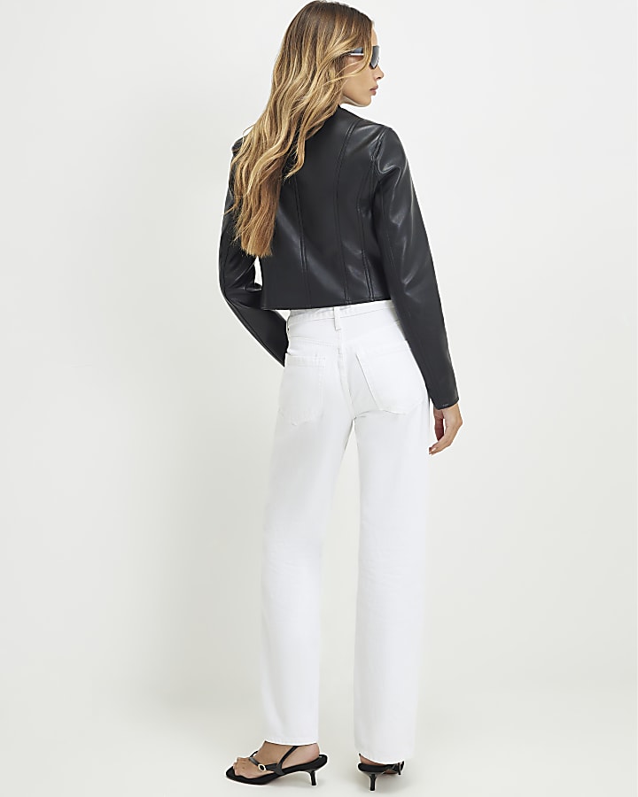 White 90s Slim Straight Leg Jeans