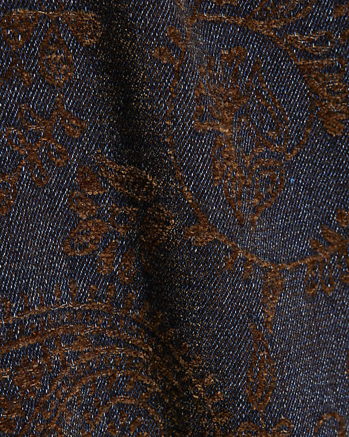 Purple Flocked Barrel Leg Jeans