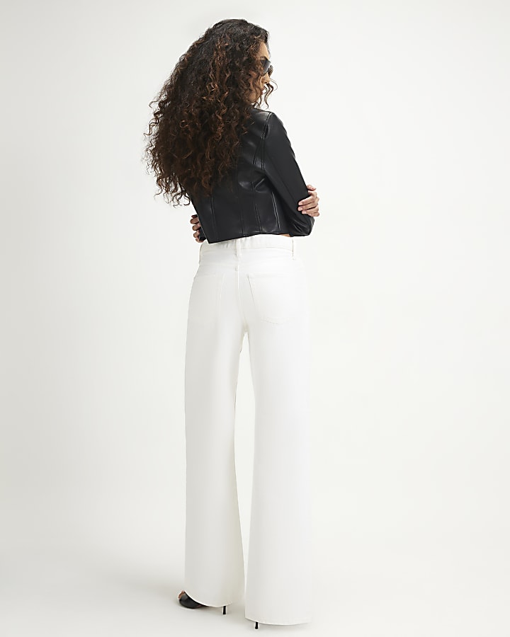 White Relaxed Straight Leg Jeans