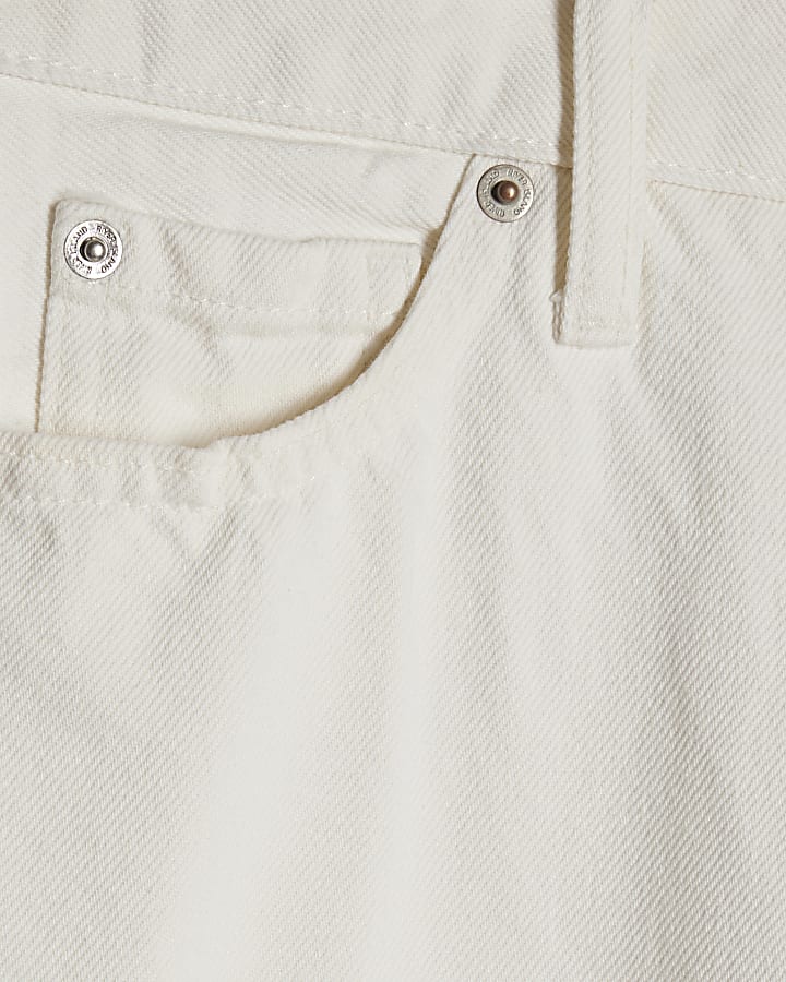 White Relaxed Straight Leg Jeans