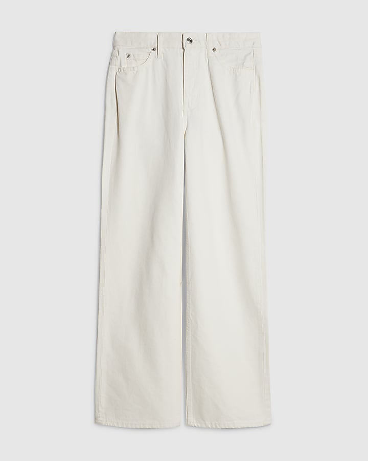 White Relaxed Straight Leg Jeans