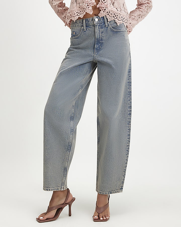 Blue Classic Barrel Leg Jeans