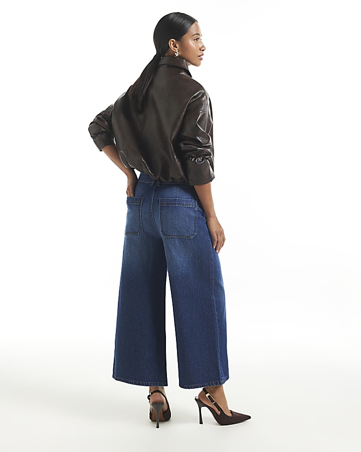 Petite Blue Clean Culotte Jeans
