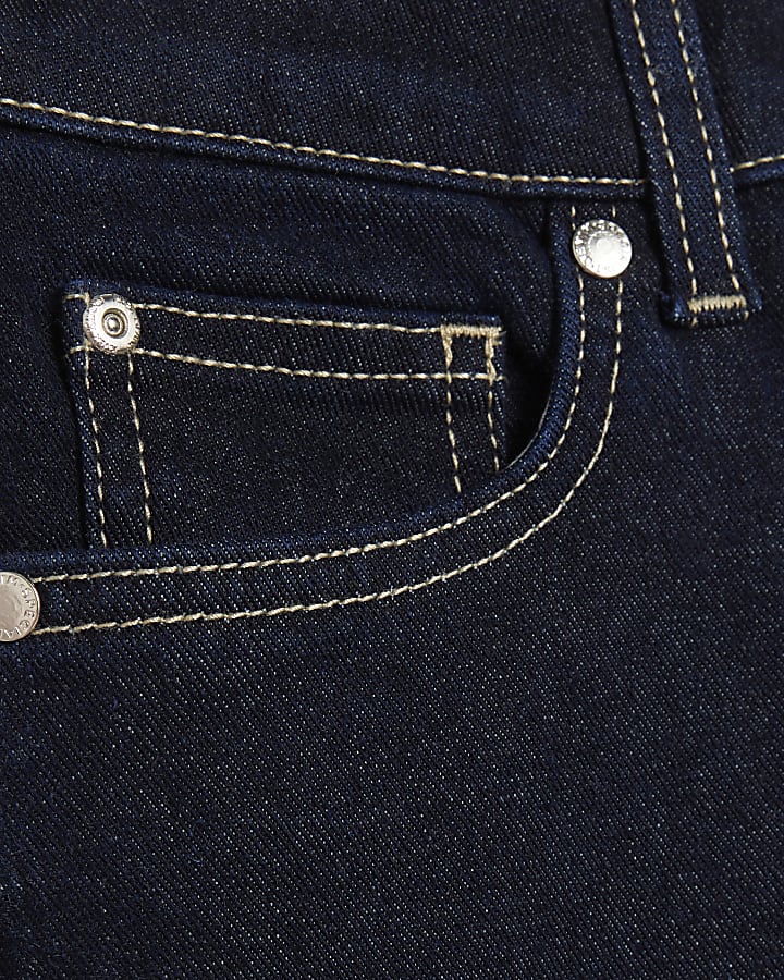 Petite Navy High Waist Slim Fit Flared Jeans