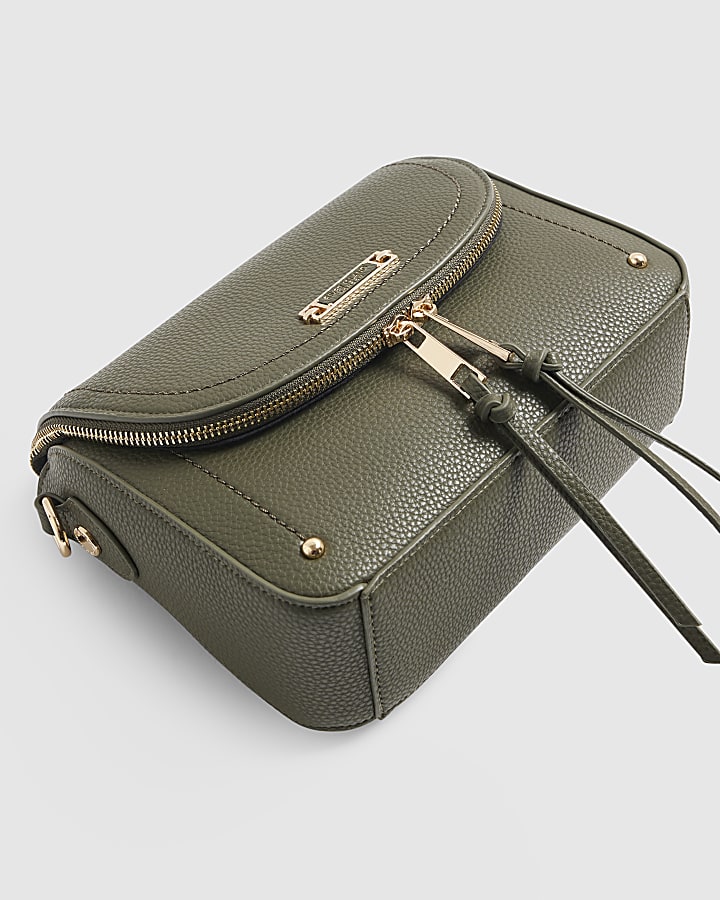 Khaki Zip Cross Body Bag