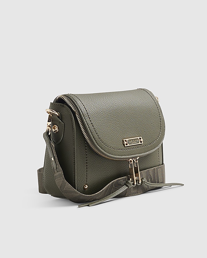 Khaki Zip Cross Body Bag