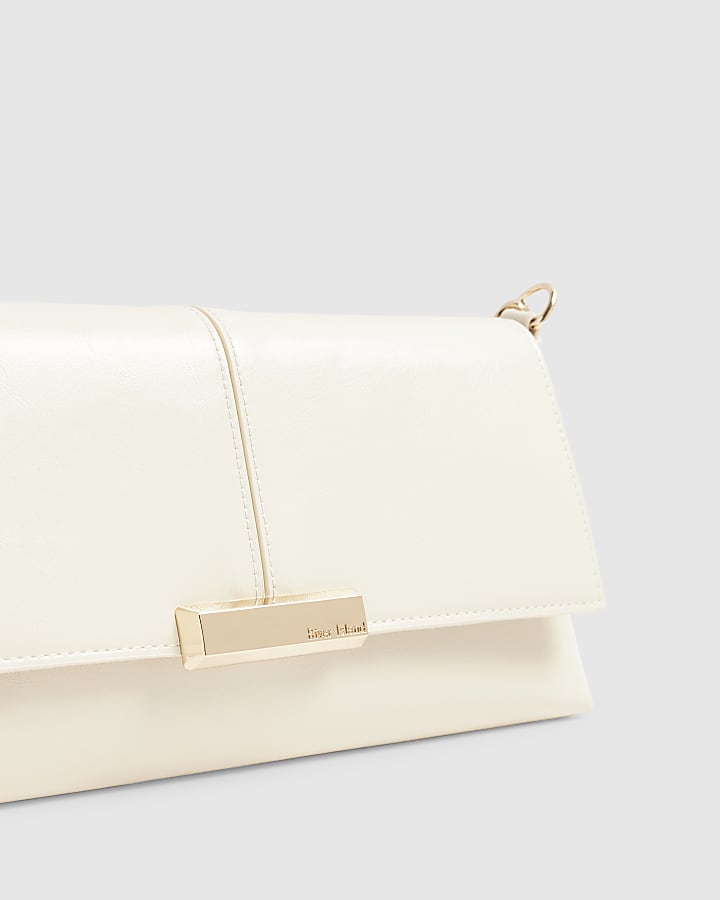 Cream Flap Over Clutch Bag