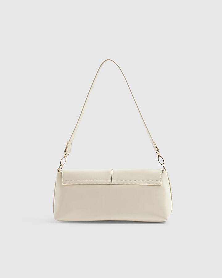 Cream Flap Over Clutch Bag