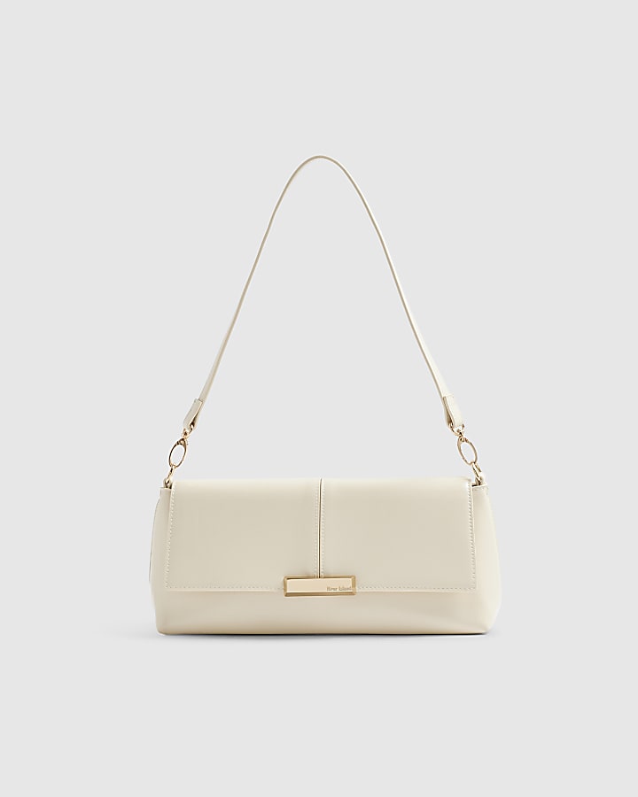 Cream Flap Over Clutch Bag
