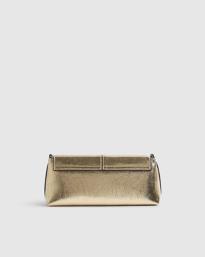 Gold Bar Flap Front Clutch Bag