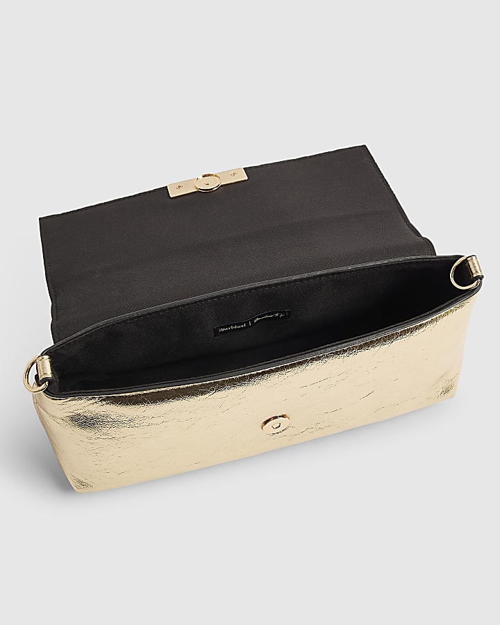Gold Bar Flap Front Clutch Bag