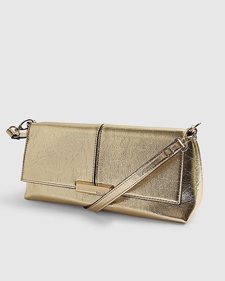 Gold Bar Flap Front Clutch Bag