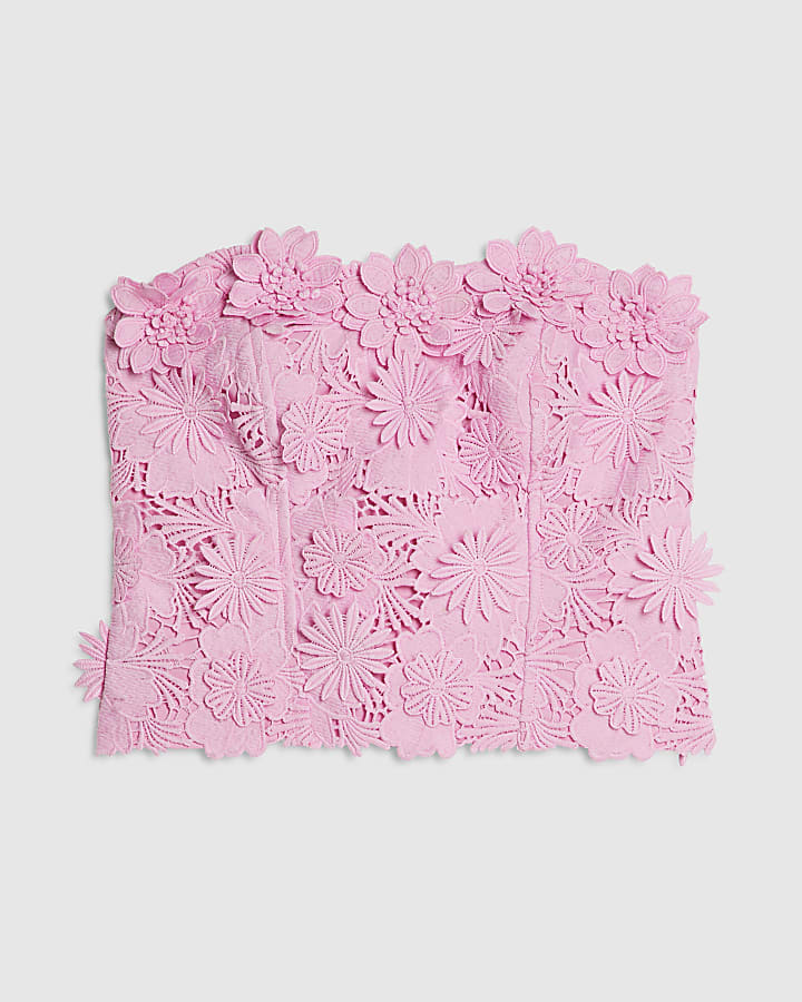 Pink Lace Bandeau Top